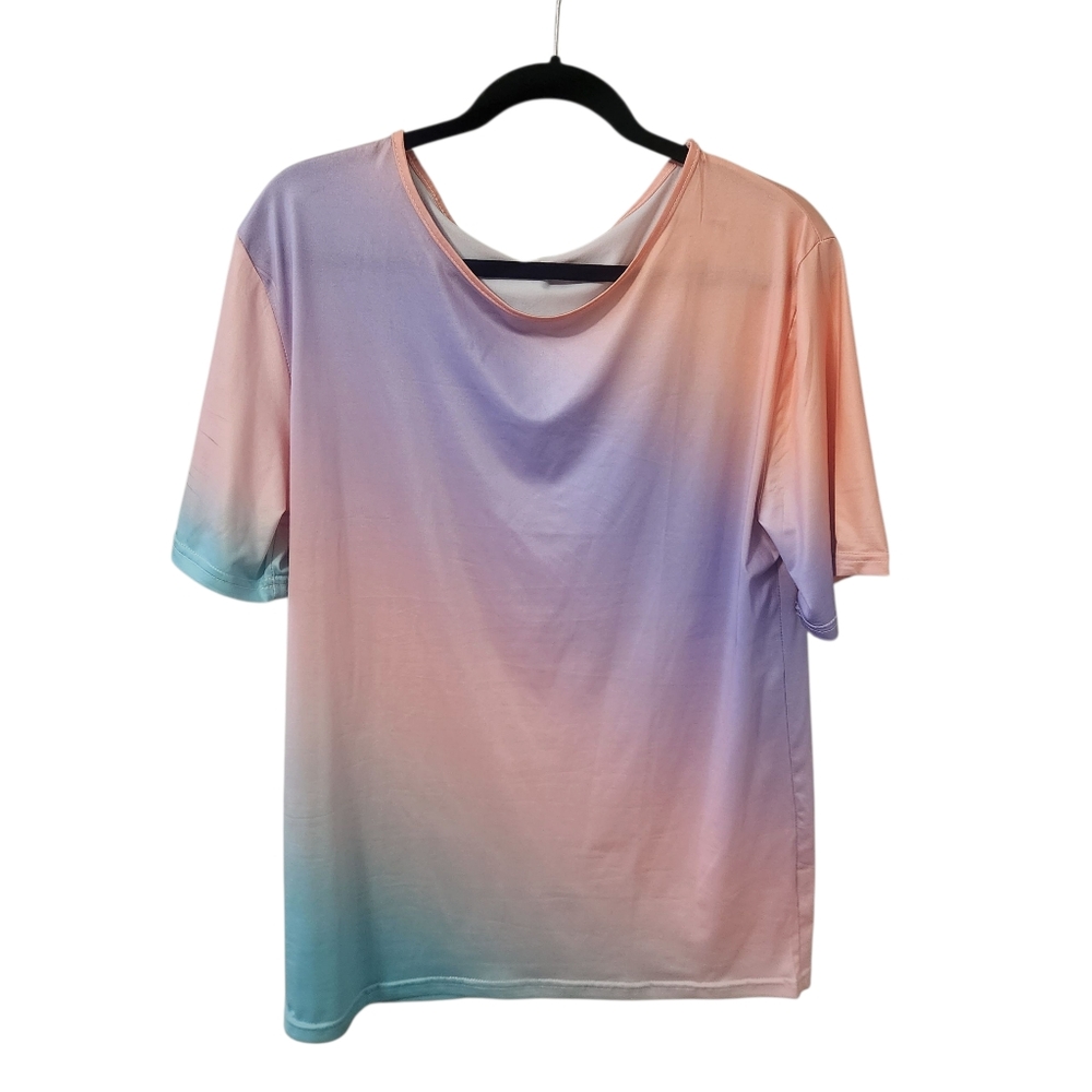 LaMode Purple, Orange, & Green Ombre Women's Top